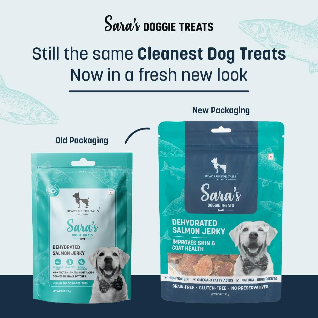 Sara’s Doggie Treats – Dehydrated Salmon Jerky for Dogs – 70 gm | 100% Natural, High-Protein Dog Treat | Grain-Free, Preservative-Free Snacks for All Breeds