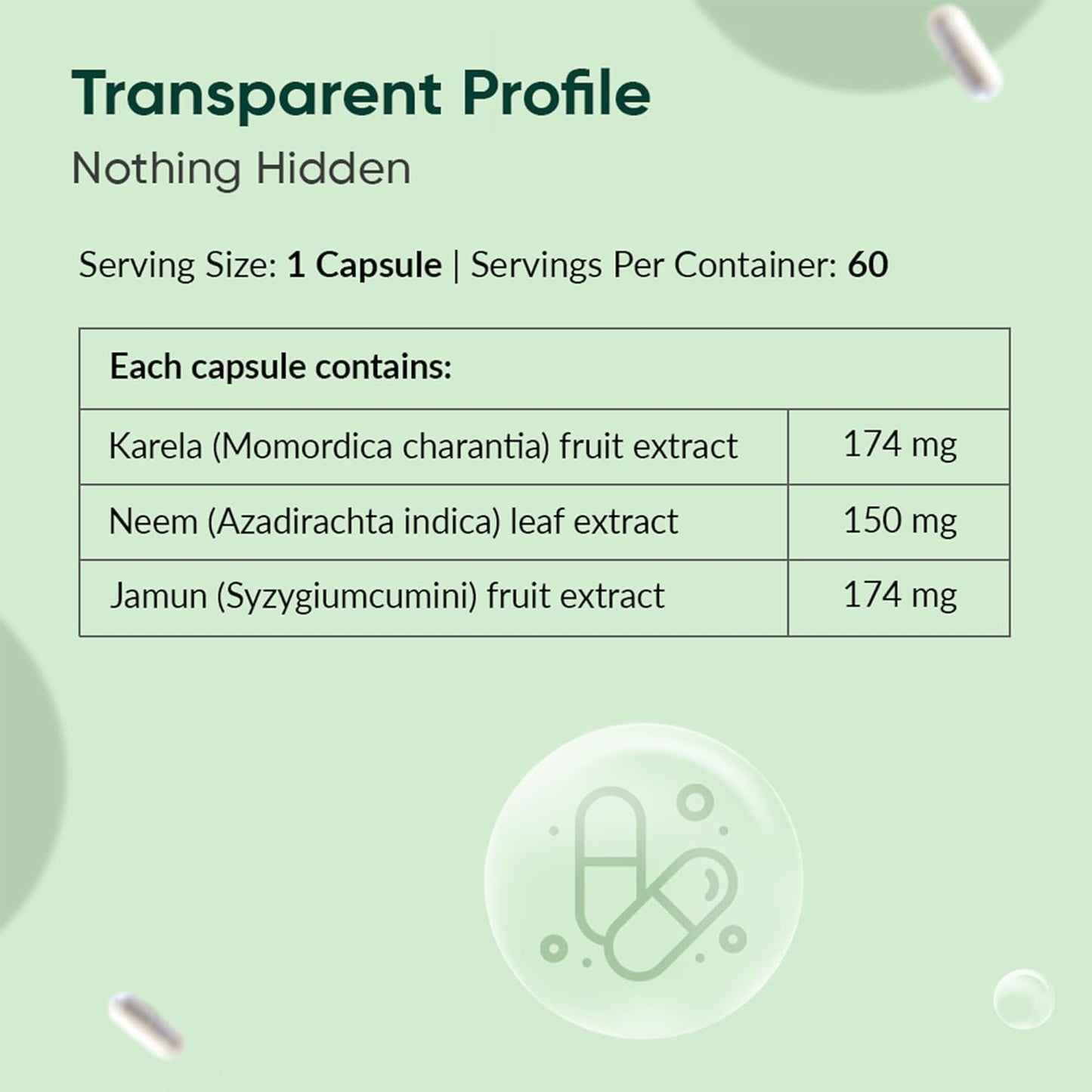 Product label with capsule extract information on a green background