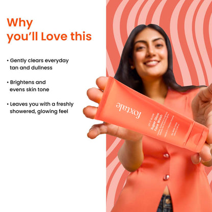 Foxtale Vitamin C Super Glow Face Wash with Papaya enzyme | Reduces Tan | Boosts Glow | Gently Exfoliates & Brightens Skin | Reduces Pigmentation | Face Wash for Men & Women- 100ml