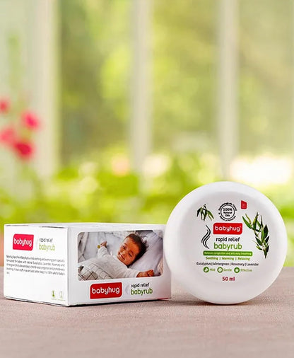 Babyhug Rapid Relief Babyrub, 50 ml, Soothing Balm with Eucalyptus, Lavender, Rosemary