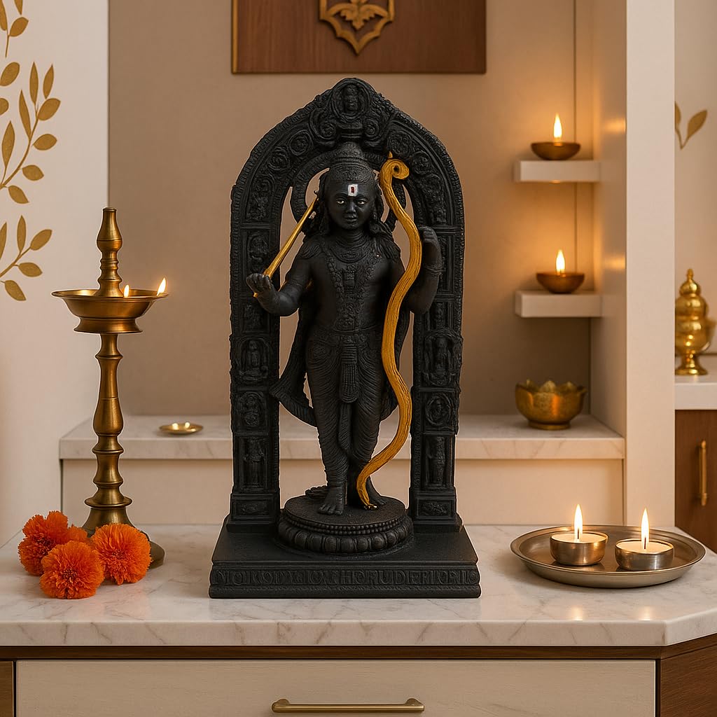 Divine 6-Inch Ram Lalla Idol - Handcrafted Poly Resin Statue for Home Decor and Worship | Ram Lalla 3D dol Statue Showpiece Murti