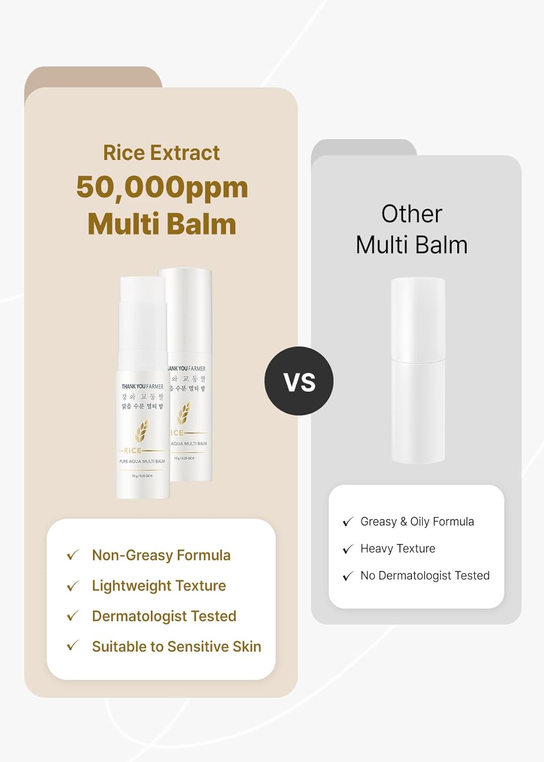 THANKYOU FARMER Rice Pure Aqua Multi Balm (30ml) Deep Moisturizing, Barrier Enhancing Stick Formula Balm With 5 Ceramides & Rice Extract, Hydration Boost For Dry & Sensitive Skin, Soothing Moisture Locking Cream, Korean Skincare