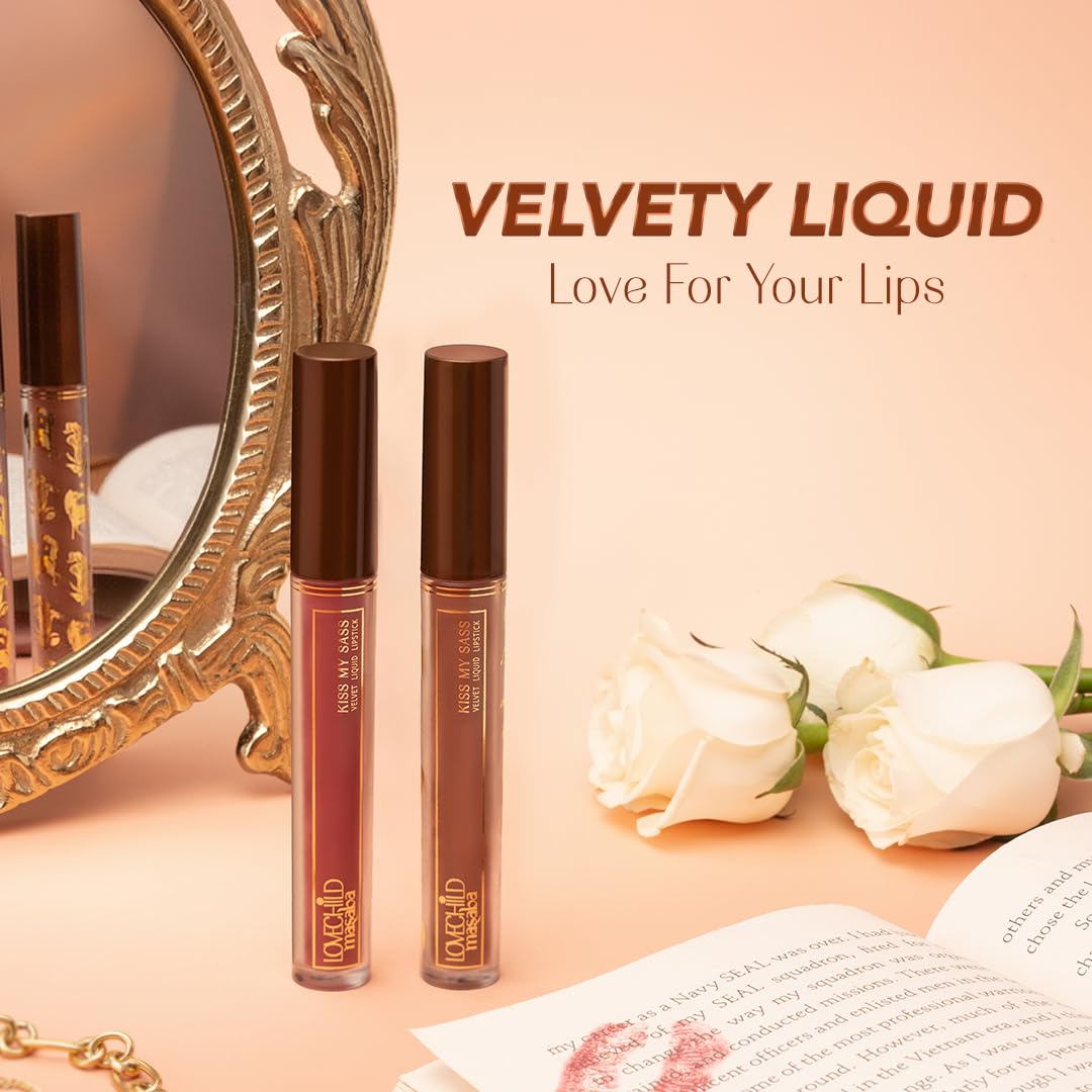 LoveChild Masaba Kiss My Sass Velvet Matte Lipstick (Mauve), Intense Color, Transfer-Proof, Hydrating with Hyaluronic Acid, Long-Lasting & Lightweight, Smooth Glide Formula, SIMP 2.5ml