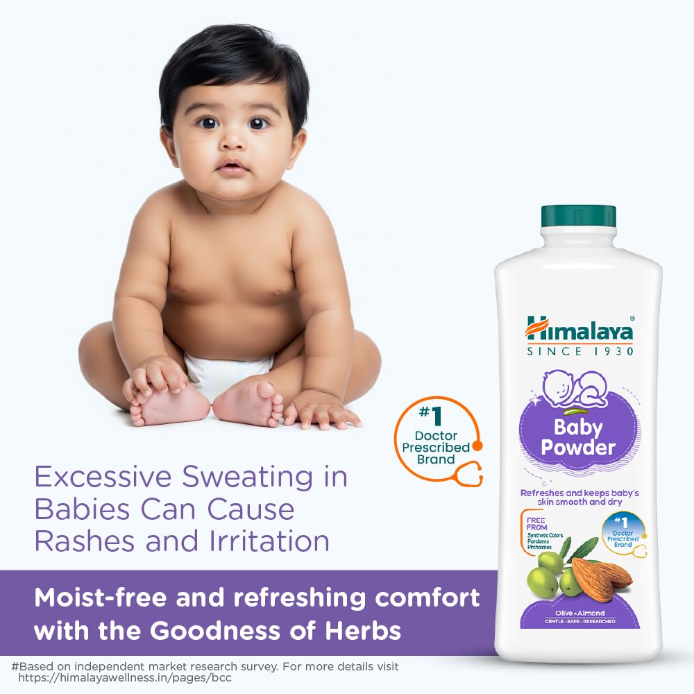 Himalaya Baby Powder 100g | No.1 Doctor-Prescribed Brand | With Yashad Bhasma & Vetiver | Sweat-Free & Refreshing Comfort | Safe for Newborns
