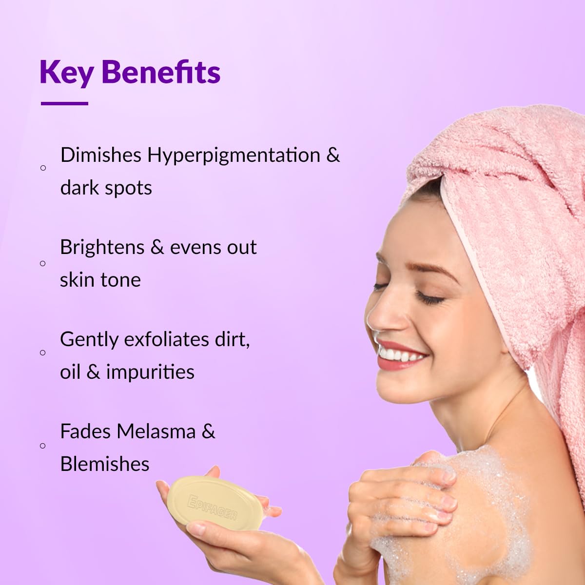 Fixderma Kojic Acid Soap, Epifager Soap | Skin Brightening and Lightening | Reduces the appearance of dark spots and melasma, Non-drying and non-comedogenic formulation - 75 gm (Pack of 1)