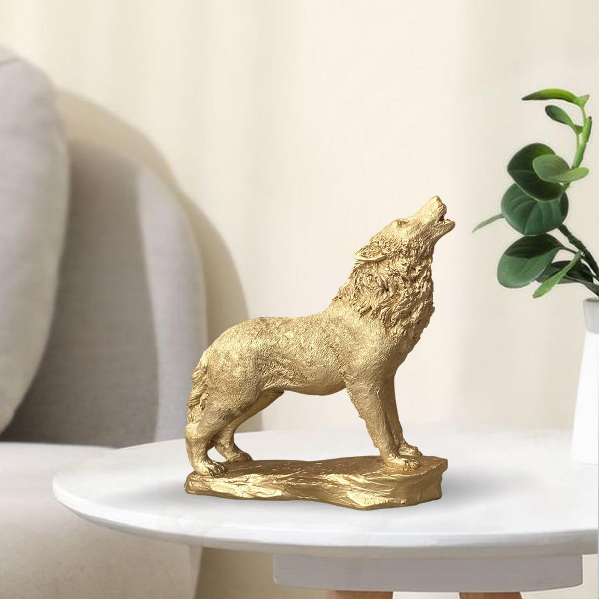 Beautiful Lion Statue for Home Decor (Pack of 1, Golden)
