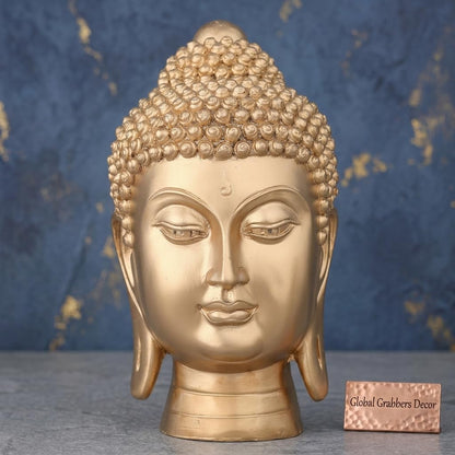 New face Head Buddha Statue showpiece Idol Home Decor Items for Living Room and Gifts (Golden 1)