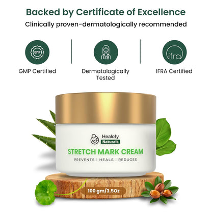 Healofy Stretch Marks Cream for Pregnancy & Post-Delivery | Reduces Stretch Marks & Scars | Blend of Oil & Butters | With Aloe Vera, Shea. Cocoa, Coconut & More| Pack of 1-100 grams