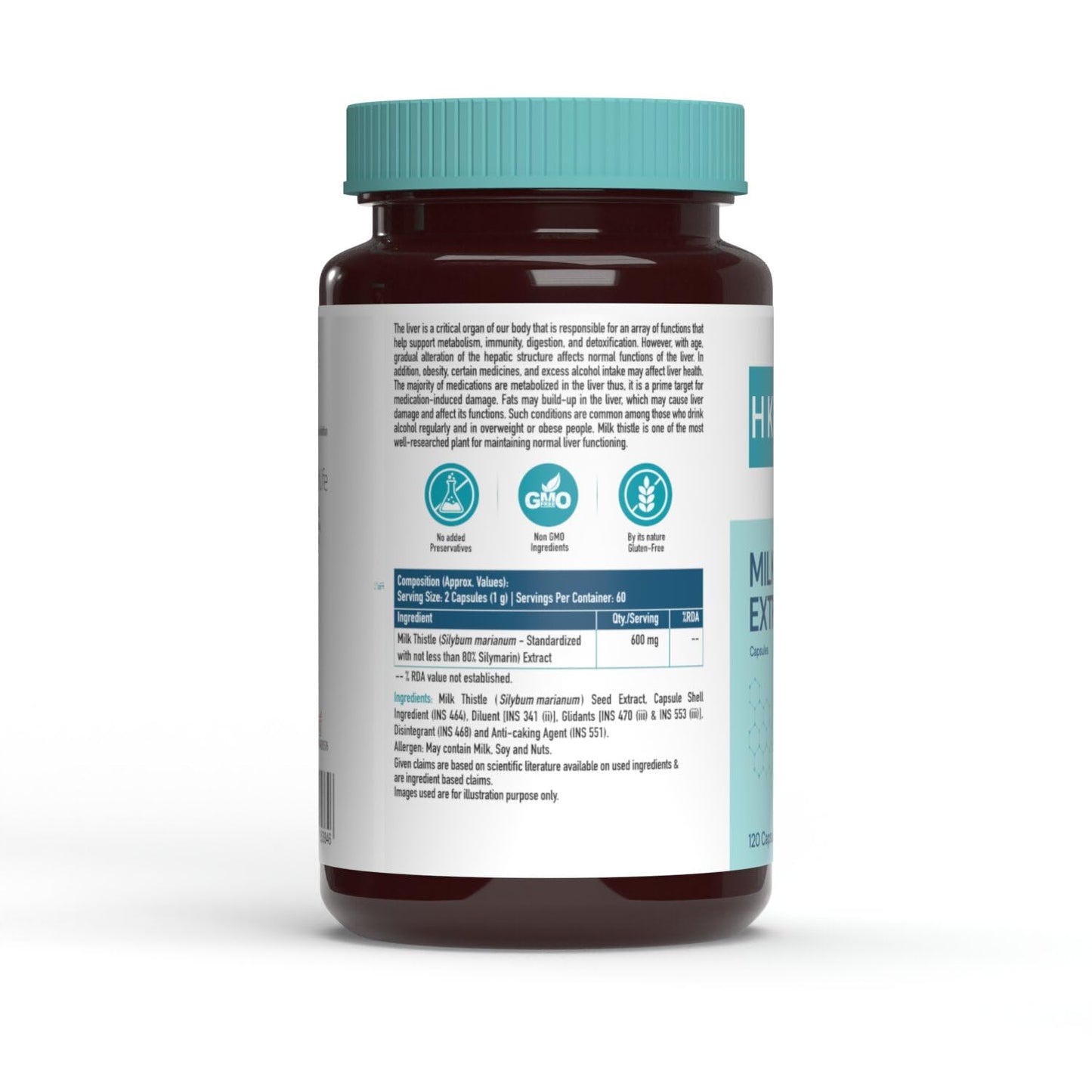 HealthKart HK Vitals Milk Thistle Extract (120 Capsules) | Liver Support Supplement | Silybum Marianum Liver Detox for Men and Women