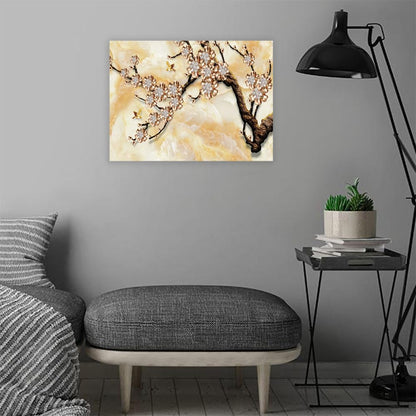 Printed Framed Canvas Painting for Home Decor Office Wall Studio Wall Living Room Decoration (22x14inch Wrapped) - 3D Gold Flower