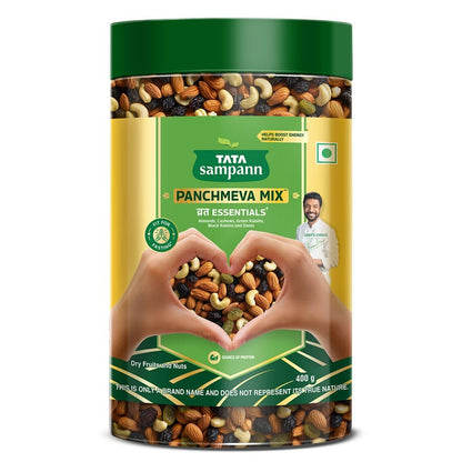 Tata Sampann Panchmeva Mix, Vrat Essentials, Blend of Almonds, Cashews, Green Raisins, Black Raisins, and Dates, Source of Protein, Fit For Fasting, 400g
