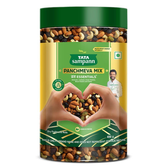 Tata Sampann Panchmeva Mix, Vrat Essentials, Blend of Almonds, Cashews, Green Raisins, Black Raisins, and Dates, Source of Protein, Fit For Fasting, 400g