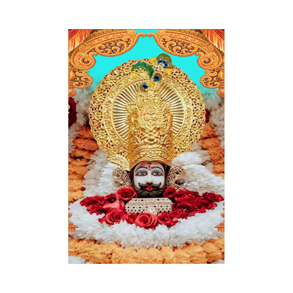 Khatu Shyam Paintings for Living room, Khatu Shyam Poster Big Size with Sparkle Coated Lamination - 20452 (Self Adhesive) 18x24 Inch