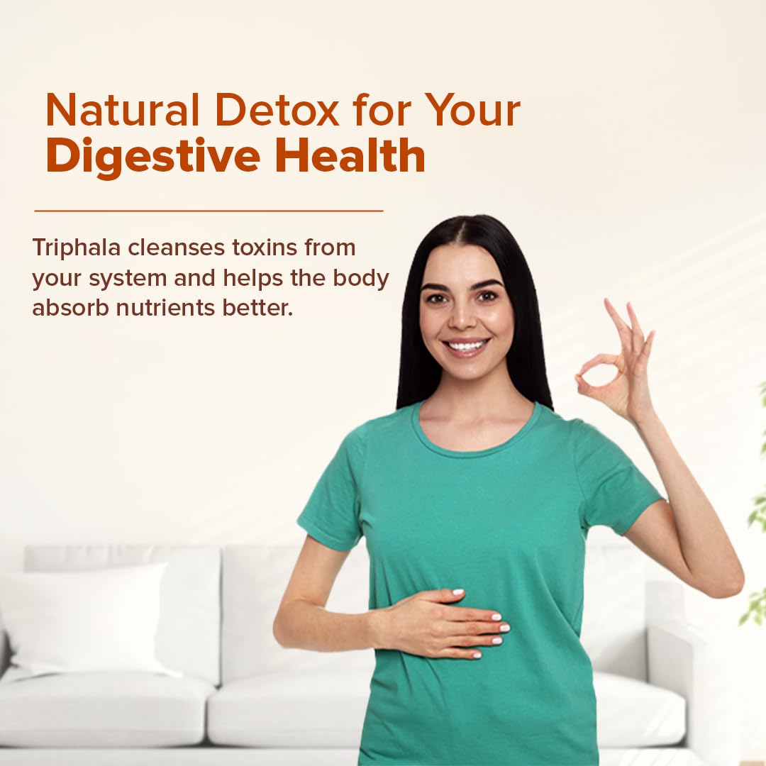 Jiva Triphala Tablet | 100% Ayurvedic Formulation Improves Digestion, Promotes Gut Health & Relives Constipation | Balances 3-Doshas | Excellent For Eye & Hair Issues - 120 Tablets