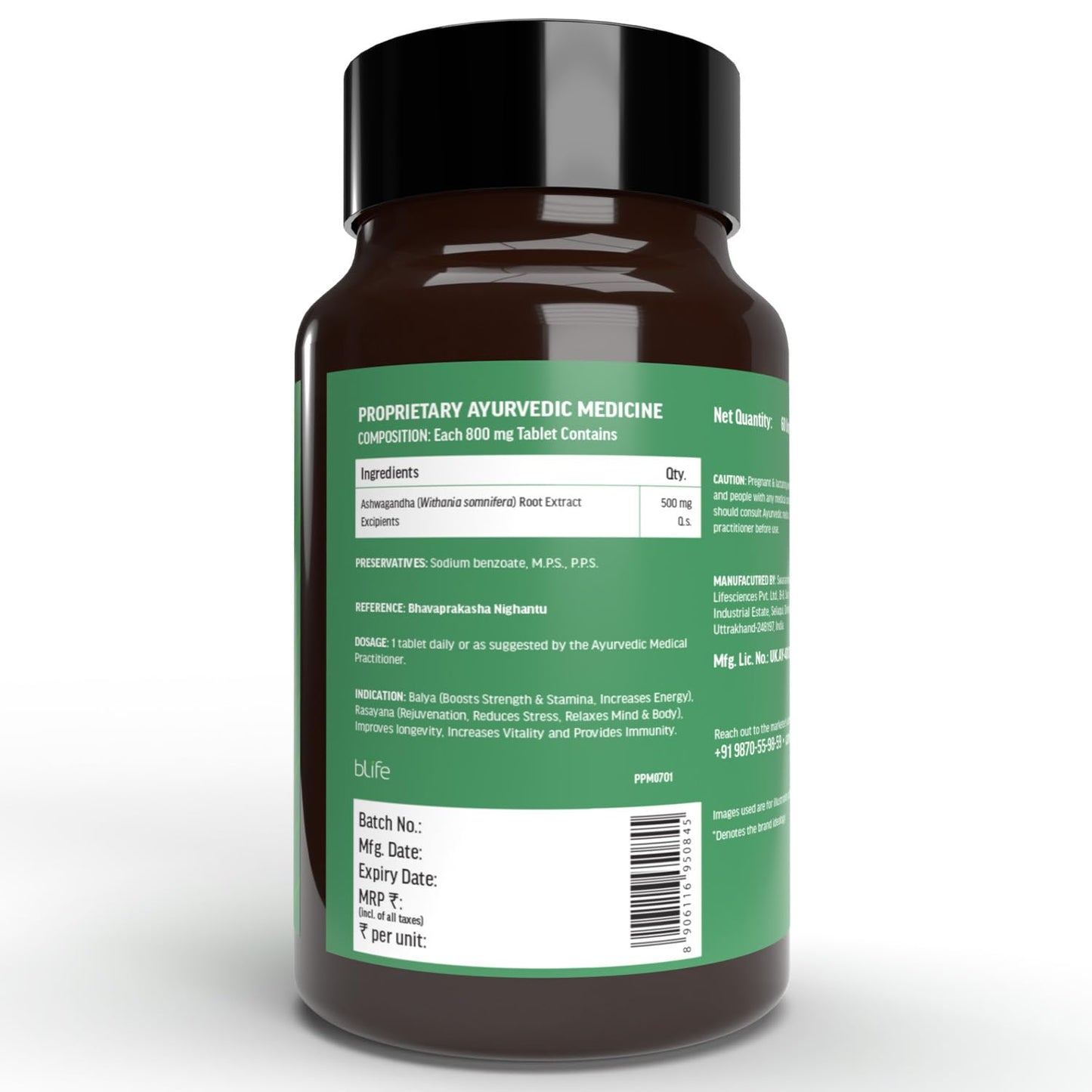 HealthKart hk vitals Ashwagandha Extract 500mg (60 Tablets) | Improves Muscles Strength | Energy and Immunity Booster