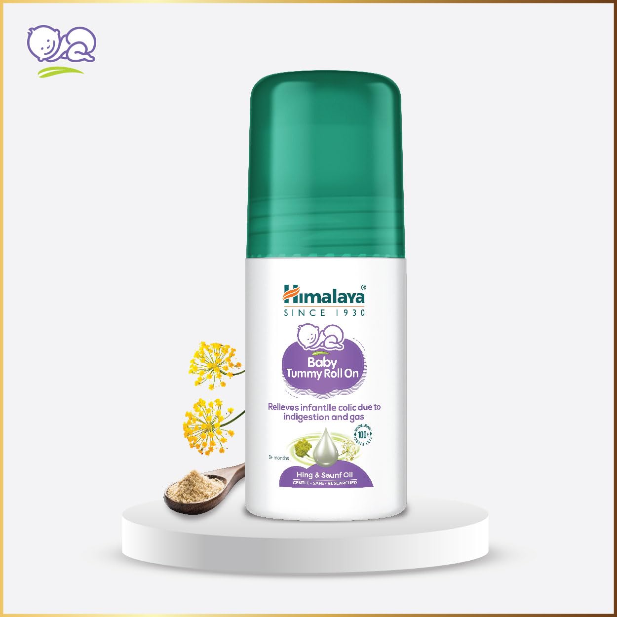 Himalaya Baby Tummy Roll On (40ml) with 5 Natural Oils including Hing, Saunf, Cardamom | Eases Tummy Discomfort & Indigestion | Pediatrician Tested | Clinically Tested