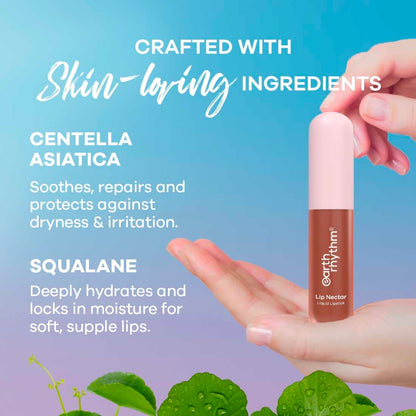 Earth Rhythm Lip Nectar Matte Liquid Lipstick, Weightless, Never Drying, No Mineral Oil 5g - Caramel