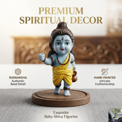 Shivji Idol for Car Dashboard, Home Temple & Office Desk | Compact Resin Mahadev Murti for Puja Room, Table Decor & Spiritual Gift | Small Lord Shiva Statue (Baby Shiva Yellow)