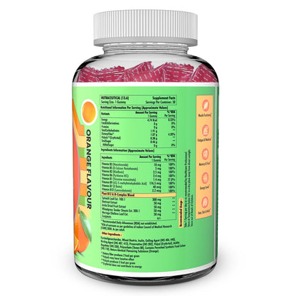 Supplement bottle with a colorful label on a white background