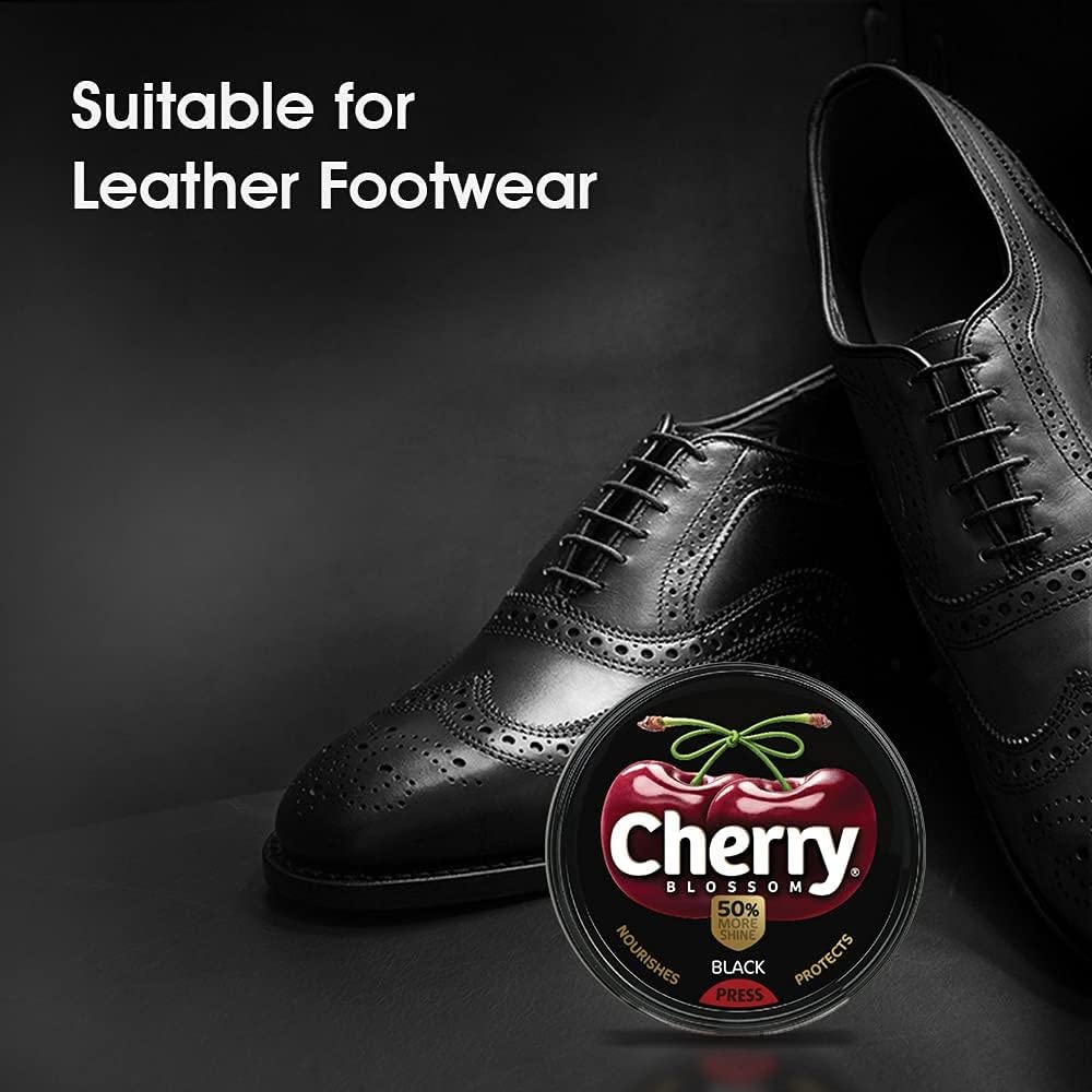 Cherry Blossom Wax Shoe Polish, Black - 40gm | Protects Against Dirt & Dust