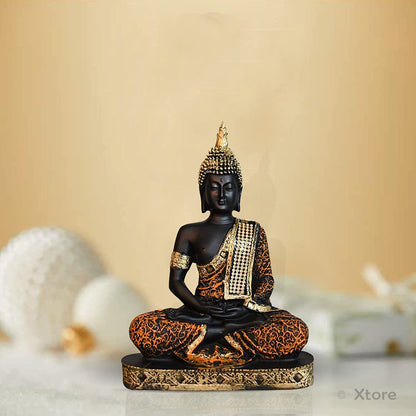 Meditating Buddha Idol for Home | Adds Soothing Effects and Spreads Positive Vibes (Pack of 1, Orange & Black)