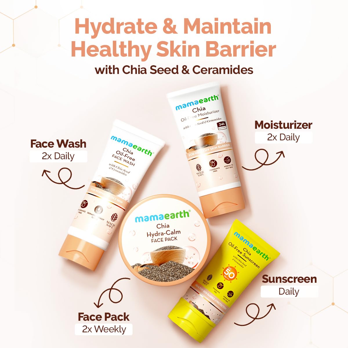 Mamaearth Chia Hydra-Calm Face Pack With Chia Seed & Ceramides For Healthy Skin Barrier-200G,Diy-Like Texture,Instant Hydration & Glow,Gel Cream Cooling Mask,Free From Harmful Chemicals,All Skin Types