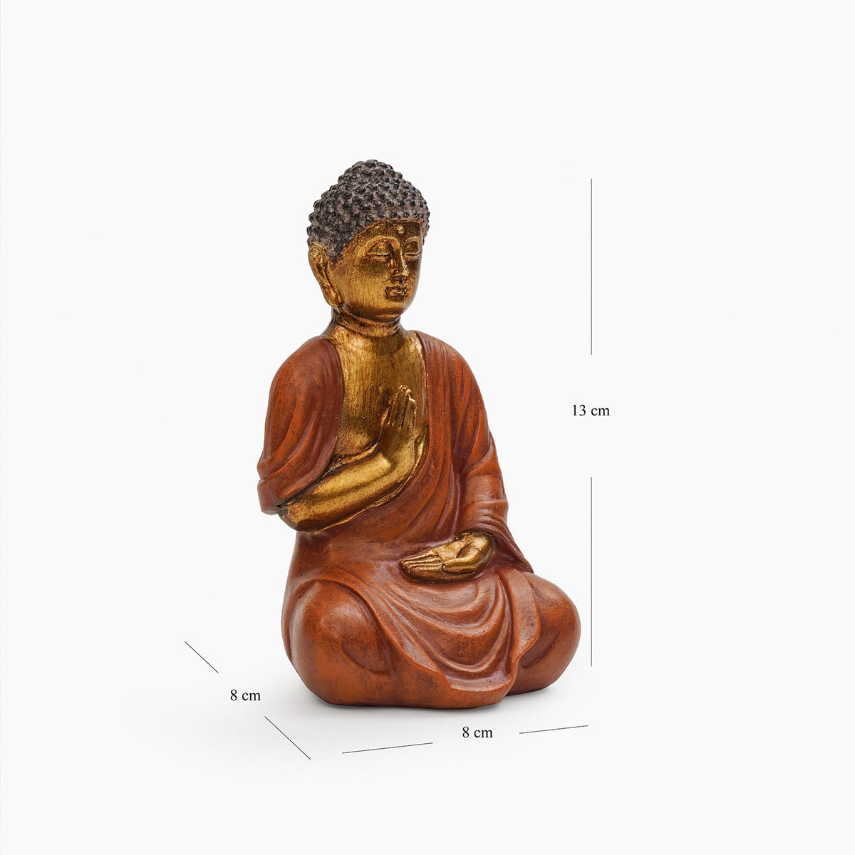 PURE HOME + LIVING Orange Antique Gold Polyresin Sitting Buddha - Small Meditating Sitting Idol Statue, for Table Top and Home Décor, Samadhi Buddha Sculpture (Pack of 1)