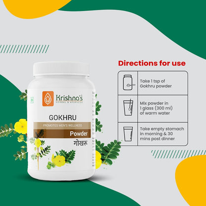 Krishna's Gokhru Powder - 100 g | Preservative Free | Natural Powder For Men's Wellness