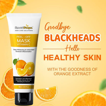 Smartdrops Vitamin C Peel Off Mask | Vitamin C Peel Off Mask for Blackheads Removal | Radiant Skin | PeelOffMask for Men and Women | Pack 1