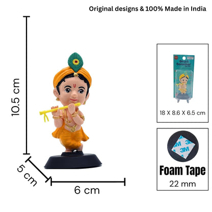 Krishna with Flute Figurine Showpiece for Car Dashboard, Home Office | Bajrangbali Murti Statue for Hindu Temple, Spiritual Decor | Gift for Devotees