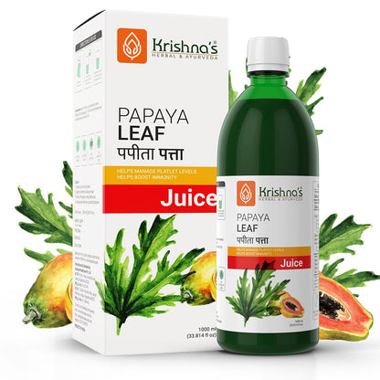 KRISHNA'S HERBAL & AYURVEDA Papaya Leaf Juice-1000 Ml Fresh Papaya Leaves Helps To Boost Platelets Count