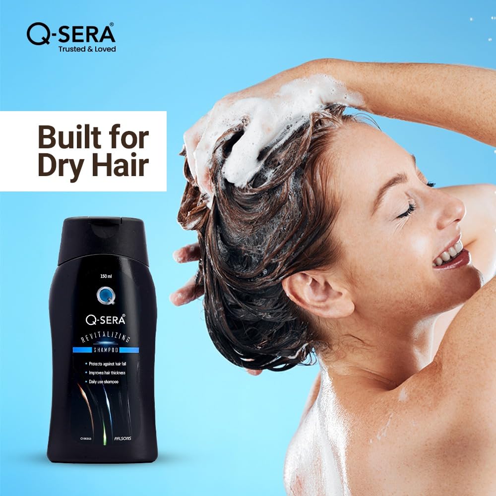 QSERA Revitalizing Shampoo | For Dry & Frizzy Hair | Makes healthy, smooth, and damage-free | Sulphate free | Paraben Free | Dermatologist Recommended | Strengthens the Hair | 150 ML