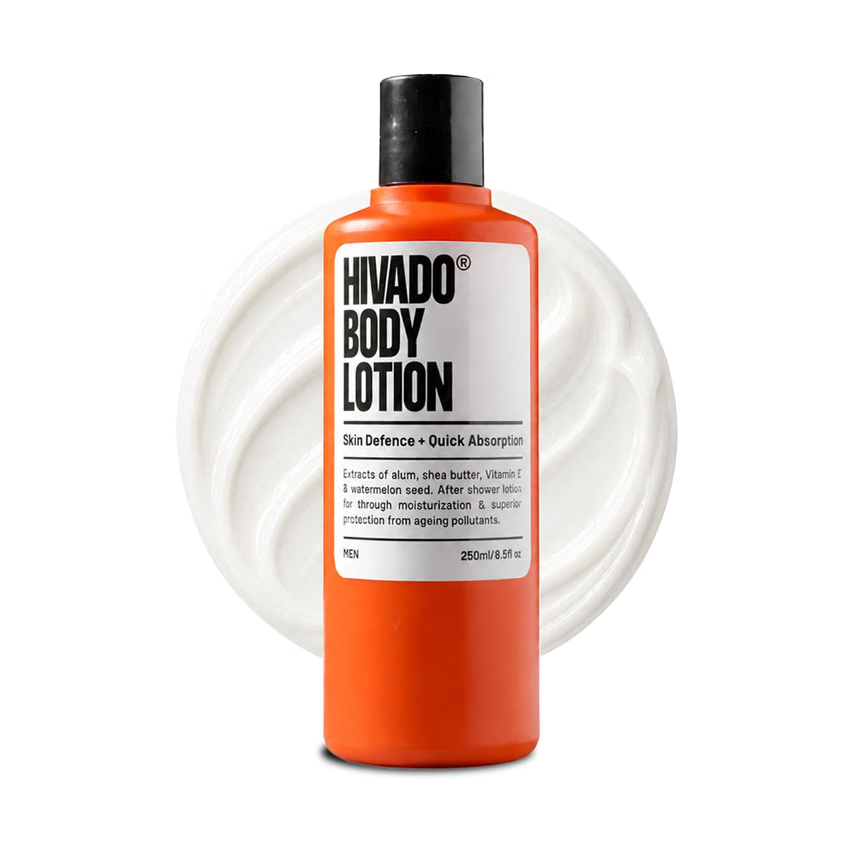 Hivado Men’s Body Lotion 250ml | Deep Hydration Body Moisturizer for Dry & Rough Skin | Watermelon Seed Oil & Shea Butter | 24-Hour Moisture Lock | Lightweight, Non-Greasy & Fast Absorbing | Sulphate & Paraben Free