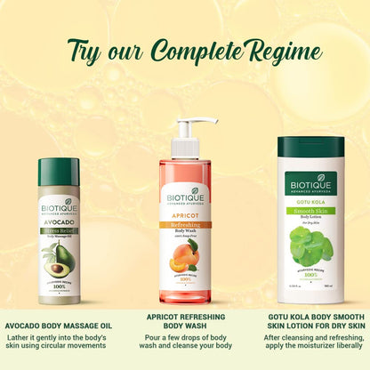 Biotique skincare products with descriptions on a beige background
