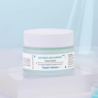 Glamveda 1% Copper Peptide & Hyaluronic Acid Moisturizer Cream- 50g | Reduces Fine Lines & Wrinkles Deep Moisturizing Face Cream | For Men & Women | All Skin Type