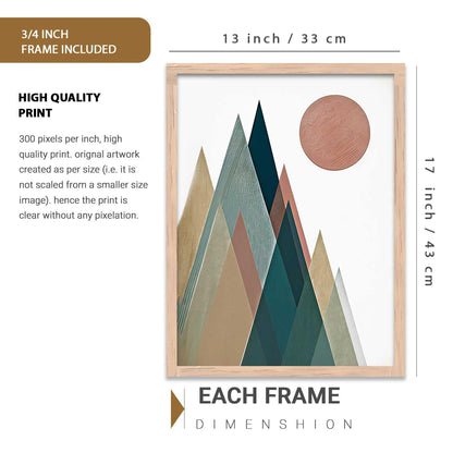 Boho Art Home Decoration Paintings With Frame For Living Room Bed Room Hotel Wall Decor Digital Reprint Set of 3 (13X17 inch)
