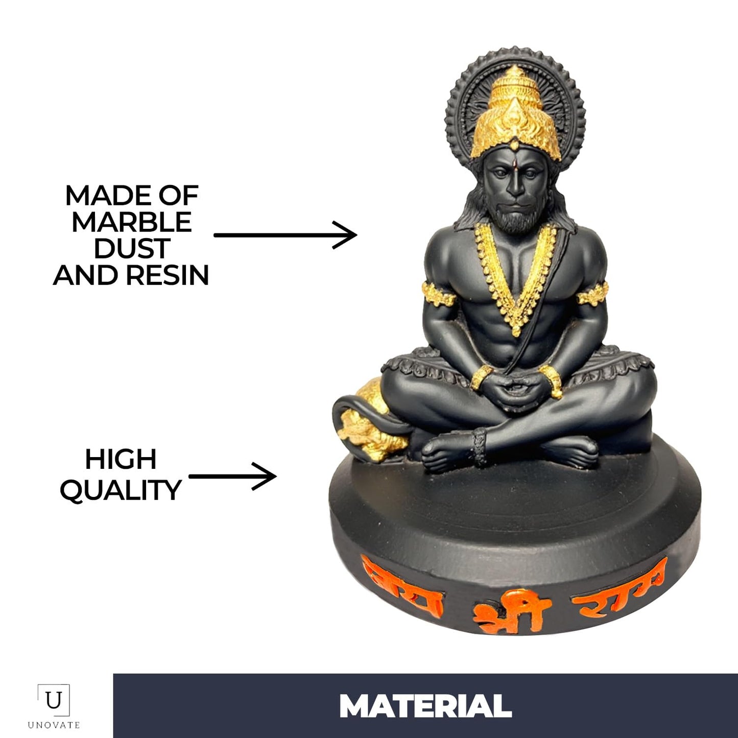 UNOVATE Hanuman Idol for Car Dashboard | Hanuman Murti | Black