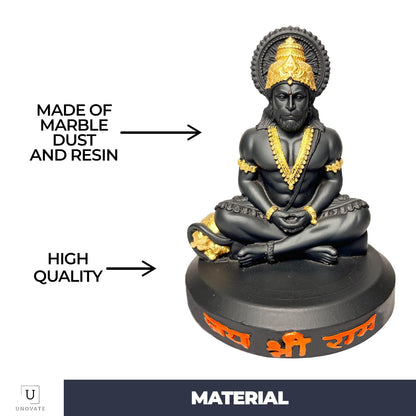 UNOVATE Hanuman Idol for Car Dashboard | Hanuman Murti | Black