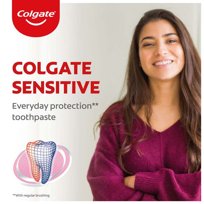 Colgate Sensitive Everyday Protection Toothpaste, Combo Pack Of 160g (80g X 2), Specifically Developed For Sensitive Teeth & Healthy Gums, Colgate Toothpaste For Prevention Of Cavities & Plaque