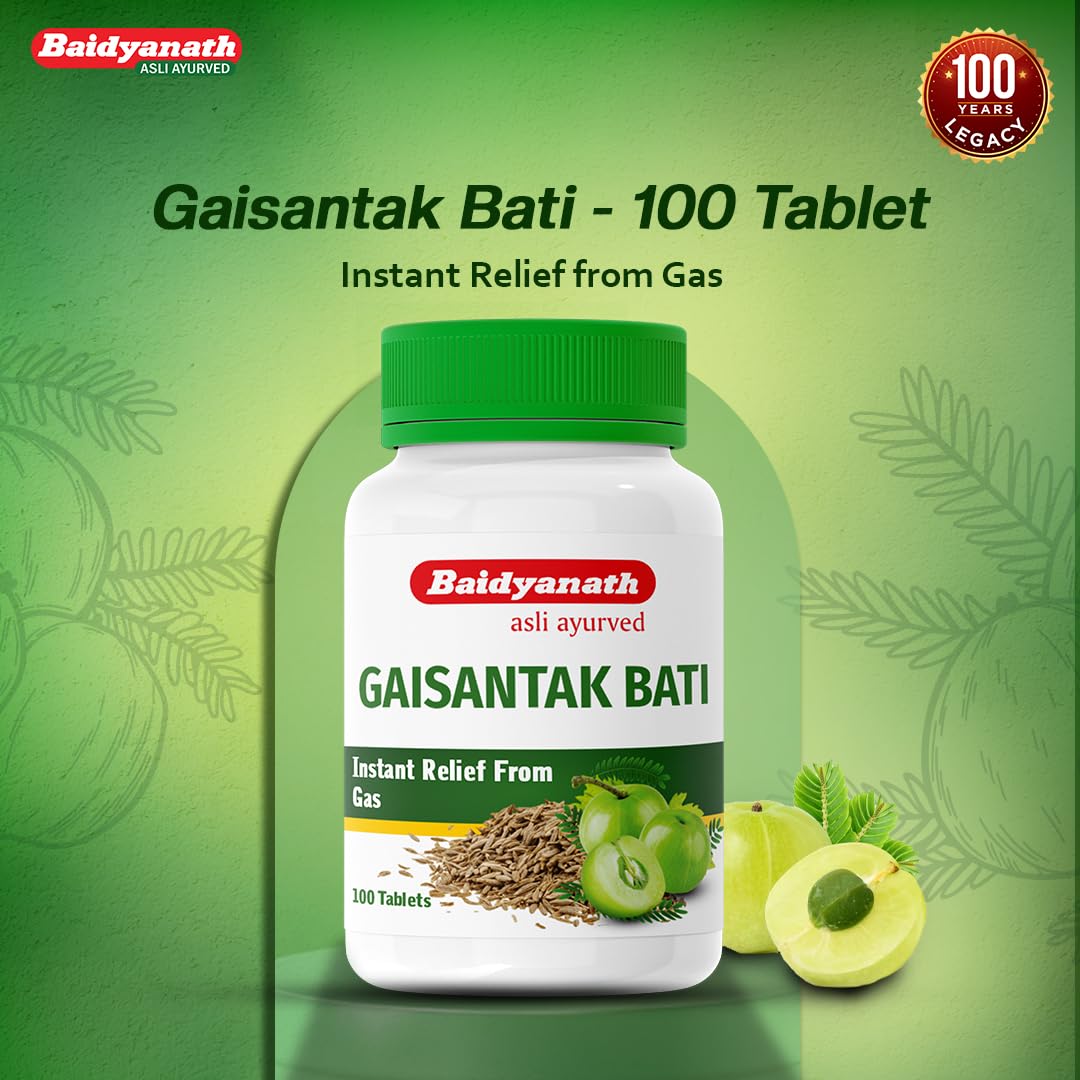Baidyanath Gaisantak Bati - Instant Relief from Gas and Indigestion - 100 Tablets