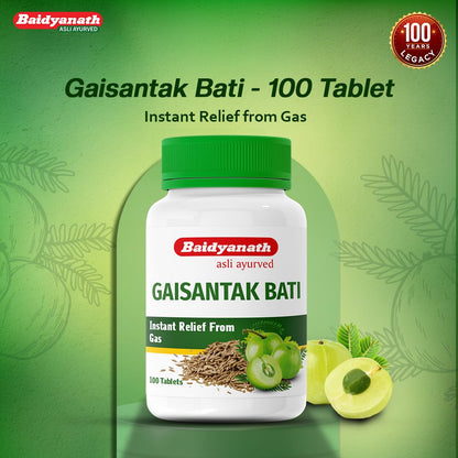 Baidyanath Gaisantak Bati - Instant Relief from Gas and Indigestion - 100 Tablets