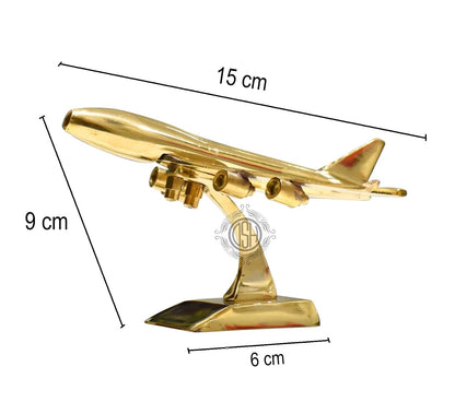 Brass Jet Plane On Stand Table Top Decorative Showpiece for Home Decor & Office Table and Gifting. (Gold)
