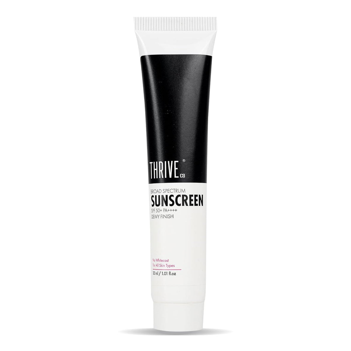Thrive sunscreen tube on a white background