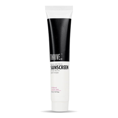 Thrive sunscreen tube on a white background