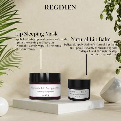 Sadhev Ayurvedic Lip Sleeping Mask with Almond and Mango Butter for Nourish, Hydrate, Reduce Lip Lines, and Restores Moisture Effectively to the Lip Skin