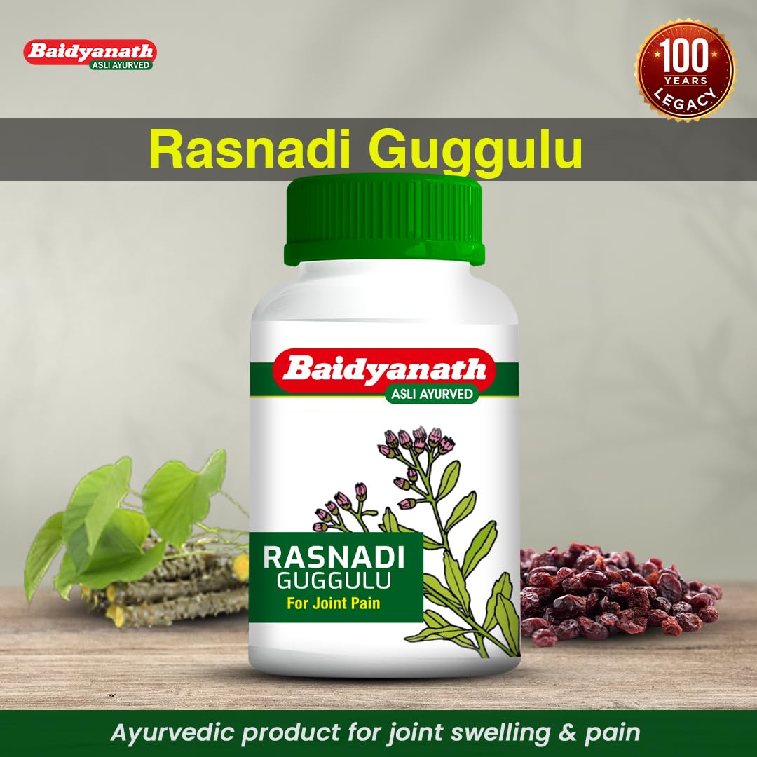 Baidyanath Rasnadi Guggulu - 80 Tablets | Ayurvedic Joint Wellness Tablets | Blend of Rasna, Giloy, Guggul, Sonth & Herbal Ingredients |