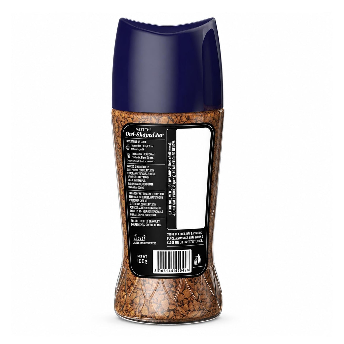 Sleepy Owl Original 100% Arabica Instant Coffee | Freeze Dried Coffee Powder - 100g | Make Café Style Hot or Cold Coffee, black Coffee, Cappuccino, Latte at Home
