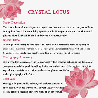 Crystal Lotus Flower fengshui Good Luck Items (8 x 8 x 6.6 cm, Pink)