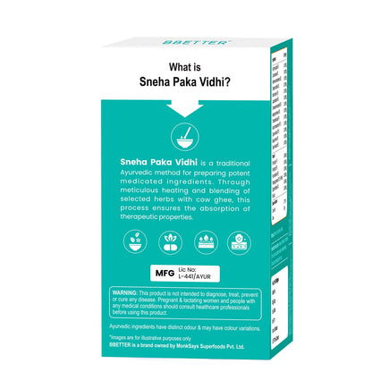 BBETTER PsoriaUrja - Lab Tested Ayurvedic Medicine for Skin Health Management | Made using Sneha Paka Vidhi method | 60 softgels