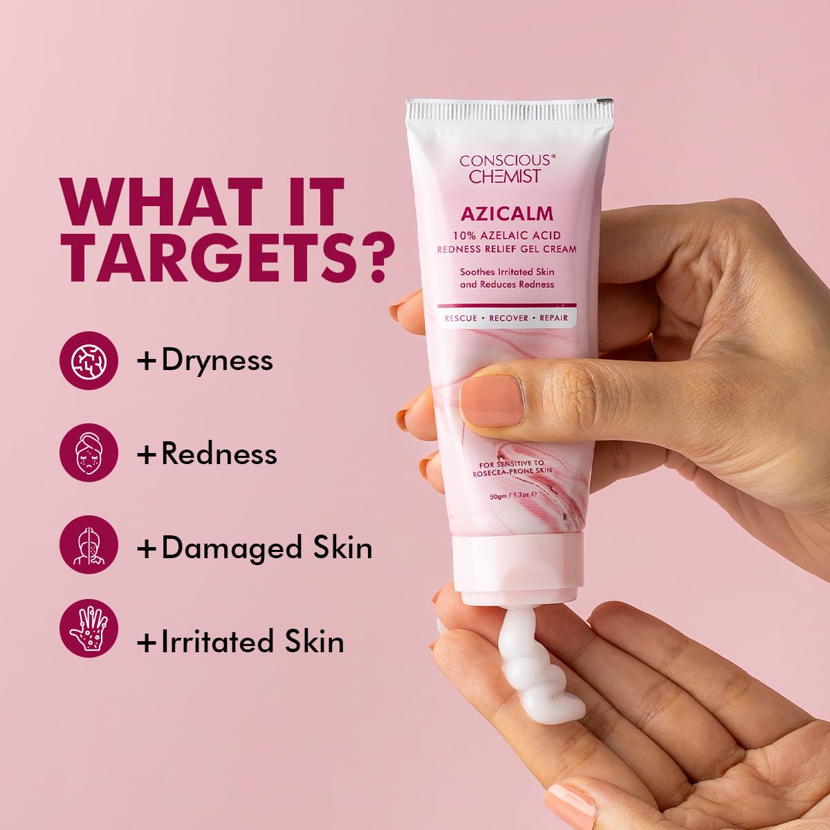 Conscious Chemist® Sunscreen & Azelaic Acid Cream Combo | SPF 50 PA++++ In-Vivo Tested | Sunscreen with Niacinamide & Blackberry | 10% Azelaic Acid Face Cream for Acne-Prone Skin, Redness Relief | All Skin Types - Berry Bright & Azicalm